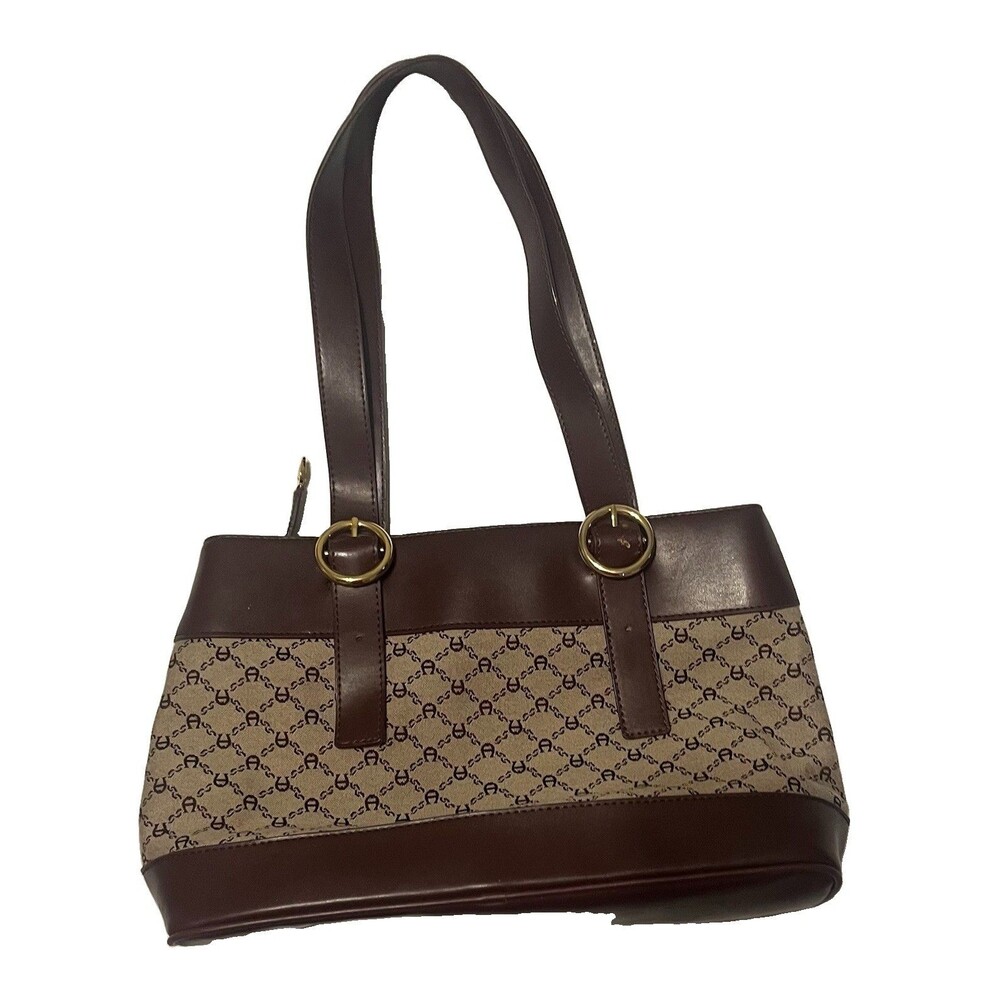 Vintage Burgundy/ Brown Etienne Aigner Purse Handbag Gold Hardware